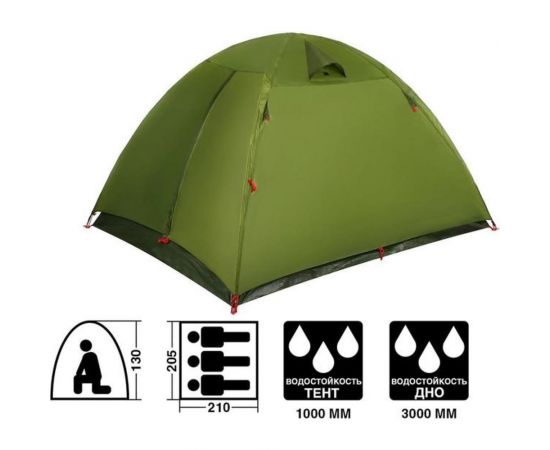 Треккинговая палатка Maclay DAKOTA 3, 210x205x130 см 5385299 