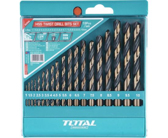 Набор сверл по металлу 19 шт TOTAL TACSD0195 