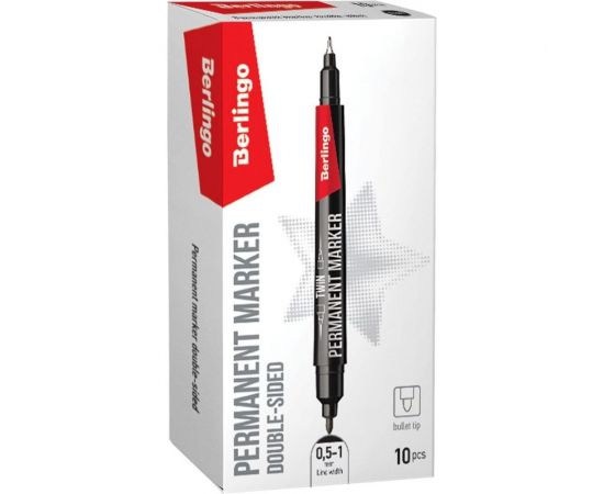 Перманентный маркер BERLINGO двухсторонний Multiline PE55 черный пулевидный 0.5 мм, 1 мм BMd_07101 – изображение 2