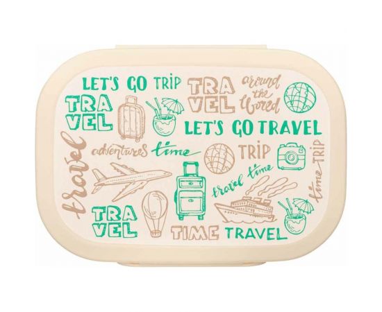 Ланч-бокс Phibo с декором travel, 180x130x50 мм, 0.98 л, бежевый 43421990751 – изображение 3