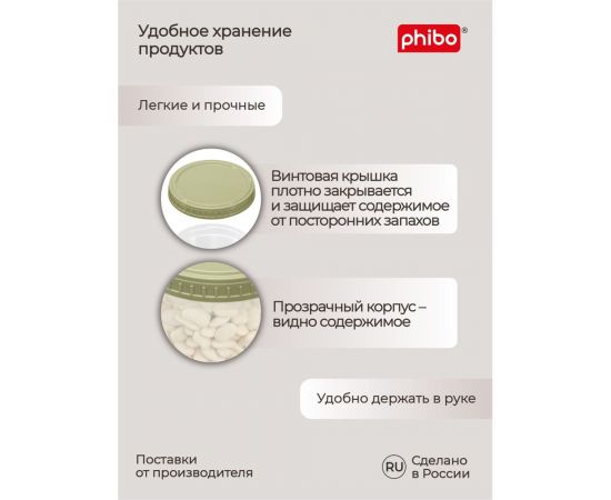 Банка Phibo ТАНГО с завинчивающейся крышкой 0,9 л зеленый 433129709 – изображение 8