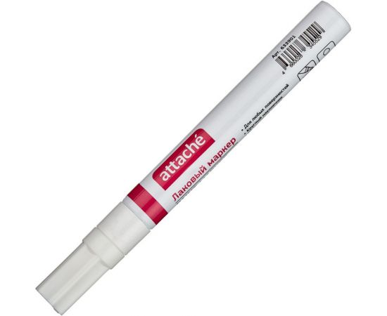 Лаковый маркер 12 шт в упаковке Attache пеинт 4 мм белый 633901 