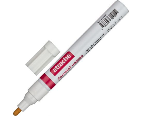 Лаковый маркер 12 шт в упаковке Attache пеинт 4 мм белый 633901 – изображение 2