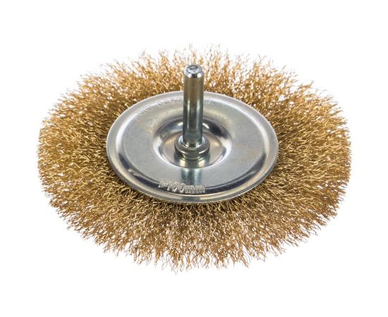 Щетка дисковая для дрели (латунированная проволока 0,3 мм, 100 мм) MIRAX 35145-100 