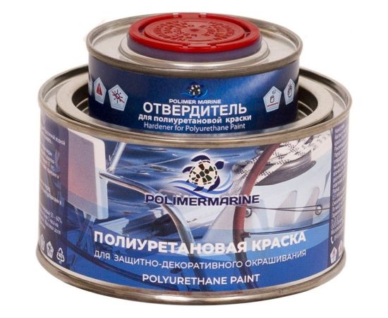 Полиуретановая двухкомпонентная краска POLIMER MARINE 2К черная, 0.5 кг Кп05ч 