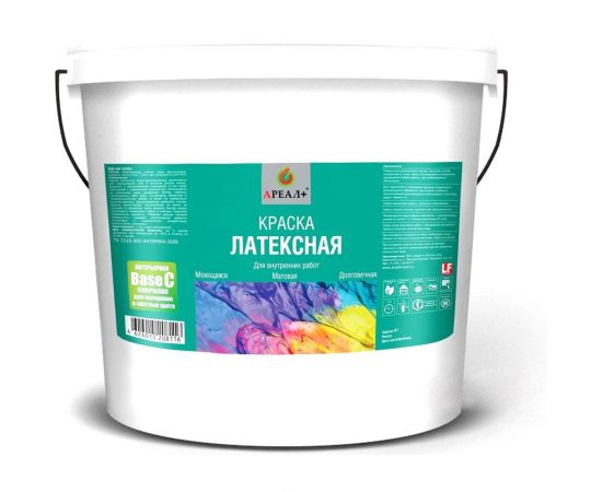 Латексная краска для стен и потолков Ареал+ BASE С ВД-АК 0204 9 л А-029 