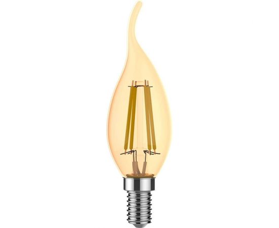 Лампа Gauss basic filament свеча на ветру 3,8w 350lm 2400к е14 golden led 1/10/50 1047154 