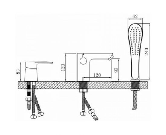 Смеситель для ванной Potato тройной, врезной P11237-11 – изображение 2