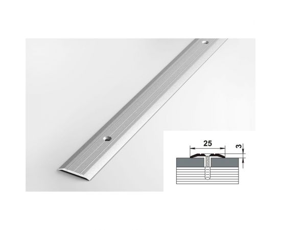 Порог прямой алюминиевый ЛУКА (25 мм, 1,35 м, порошковое покрытие, Серебро) УТ000000362 – изображение 2