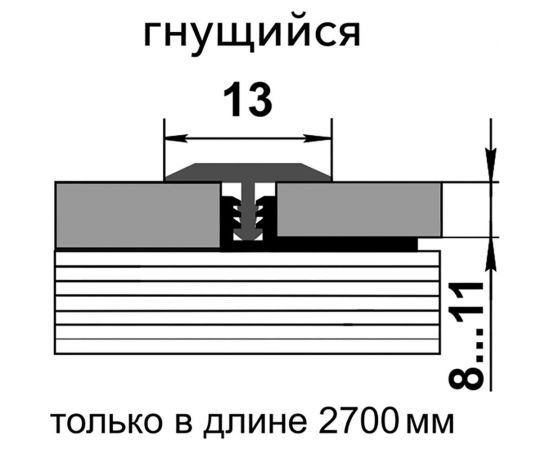 Порог одноуровневый алюминиевый Лука 13 мм, 2,7 м, декоративный, Дуб венге УТ000042500 – изображение 2