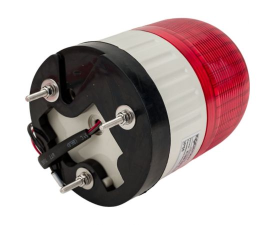 Светосигнальный маячок INNOCONT d=100мм, L=146мм, светодиод(постоянное/мигающее), вращение, зуммер, цвет: красный, 220VAC, IP55. кабель 0,5м SL100B-220-R – изображение 2