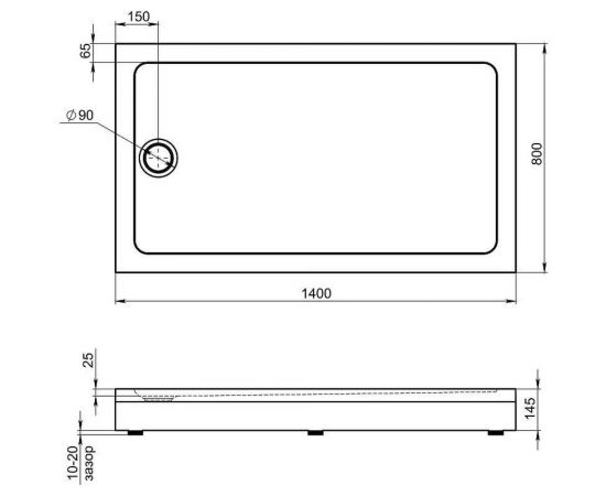 Поддон BAS Олимпик 1400x800 NEW ПН00060 – изображение 3