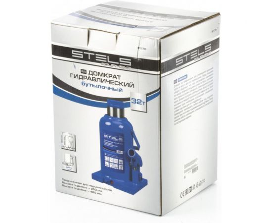 Гидравлический бутылочный домкрат 32 т, h подъема 260–420 мм STELS 51170 – изображение 3