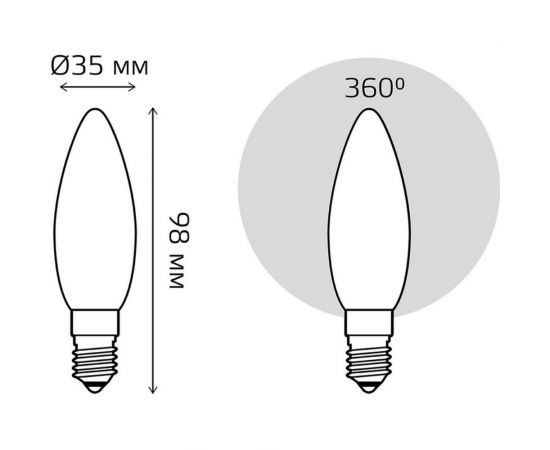 Лампа Gauss basic filament свеча 4,5w 380lm 2700к е14 milky led 1/10/50 1035115 – изображение 3
