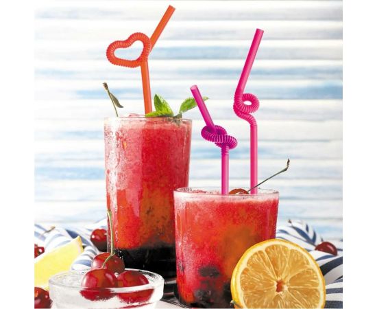 Трубочки для коктейлей PATERRA Фантазия с длинным изгибом, цветные, диаметр 5 мм, 210 мм 401-769 – изображение 3