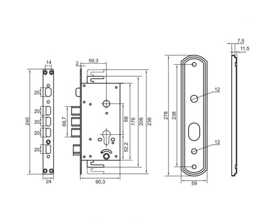 Врезной замок Palladium 505 левый 00010640 – изображение 4