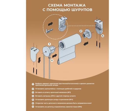 Сет-комплект для рулонной шторы Peora 25 мм 67158 – изображение 6