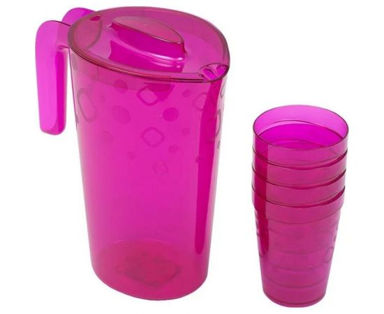 Кувшин Martika Люмици 1.8 л, 4 стакана Люмици 0.3 л розовый прозрачный С576РЗП 