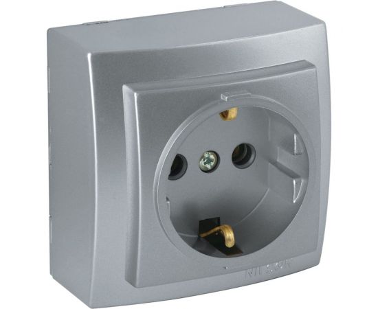 Розетка NILSON 1ОП з/к серебро Themis metallic 26131017 