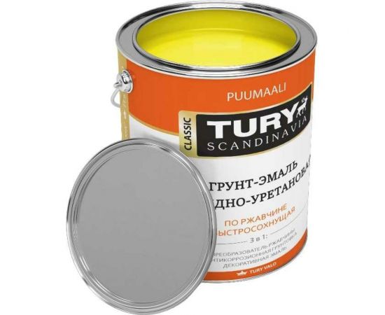 Грунт-эмаль TURY АУ по ржавчине 3 в 1, желтая (RAL 1004), 0.9 кг T1-00007172 