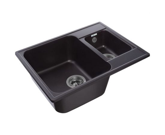 Мойка GranFest QUARZ 1.5-чаши, 620х480 черный 09 черный 