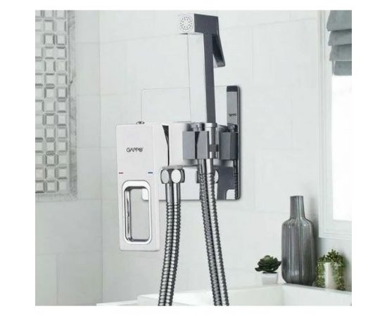 Смеситель с гигиеническим душем Gappo 35к G7217-8 встраиваемый, белый, хром 549422 – изображение 2