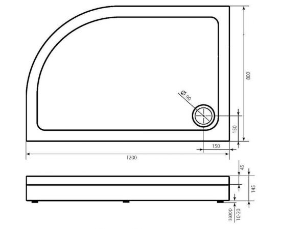 Поддон BAS Раунд R 1200x800 левый NEW ПН00069 – изображение 3
