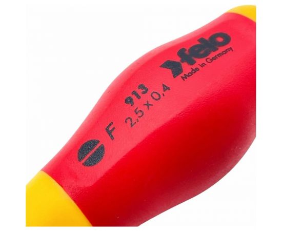 Диэлектрическая шлицевая отвертка Felo SL2,5x0,4x75 91302590 – изображение 3