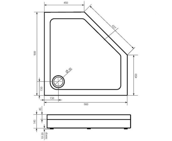 Поддон BAS Пента 900x900 NEW ПН00062 – изображение 3