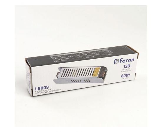 Электронный трансформатор FERON для светодиодной ленты 60W 12V (драйвер), LB009 48008 – изображение 5