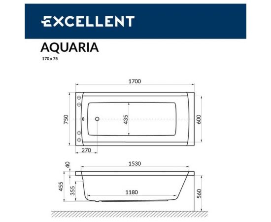 Ванна Excellent Aquaria 170x75 см WAEX.AQU17WH – изображение 6