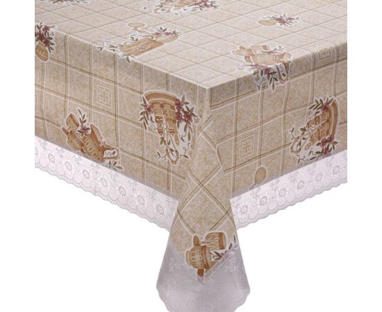 Прямоугольная скатерть Meiwa 152x228 см, белый, бежевый 7566 