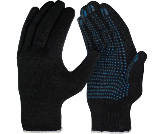 Перчатки ООО ЛидерТекс 10 класс, 5 нитей черные, с ПВХ, 4670070000864 