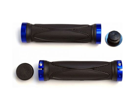 Грипсы JOY KIE MTB HL-G202, 130 мм, с 2 грипстопами, под шестигранник, черный/синий H000008028 