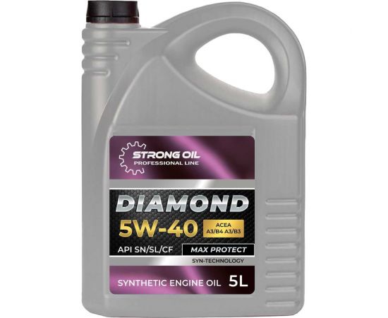Масло STRONG OIL DIAMOND ENGINE 5W-40 SN/CF синтетика (канистра 5л) API SN/SL/CF ACEA А3/В4, А3/В3 0001480035-SO 