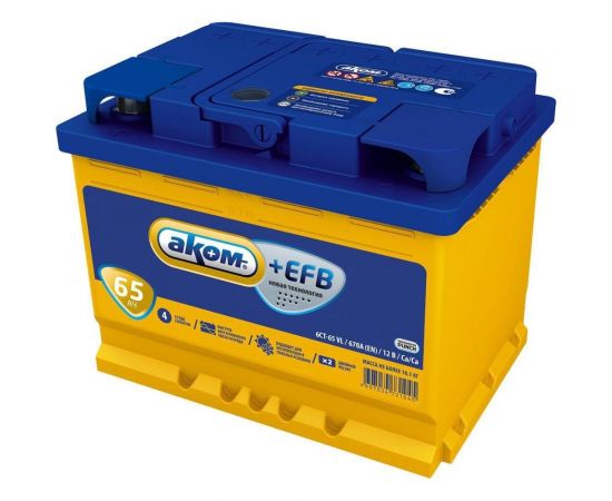 Аккумуляторная батарея АКОМ + EFB 65 Ah, 670 A, прямая полярность 049065001 