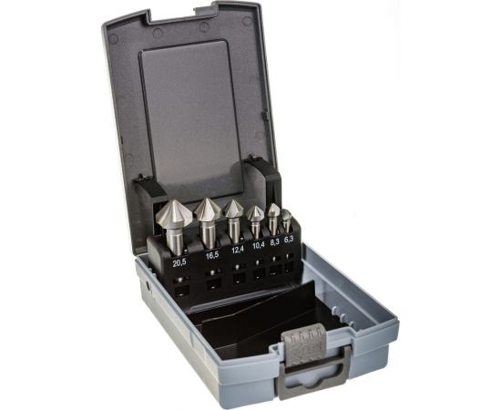 Набор зенковок 90° (6 шт; 6.3, 8.3, 10.4, 12.4, 16.5, 20.5; HSS) Bucovice Tools 741806 