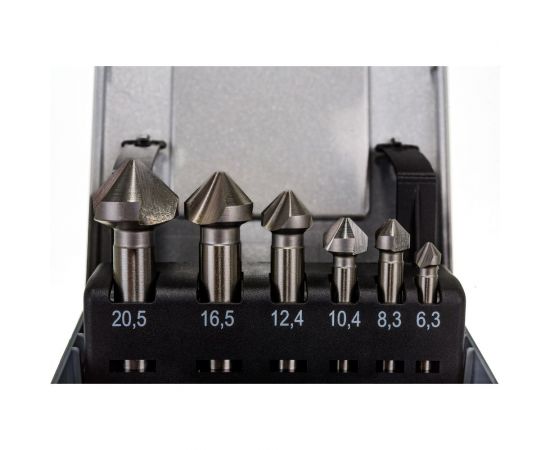 Набор зенковок 90° (6 шт; 6.3, 8.3, 10.4, 12.4, 16.5, 20.5; HSS) Bucovice Tools 741806 – изображение 2