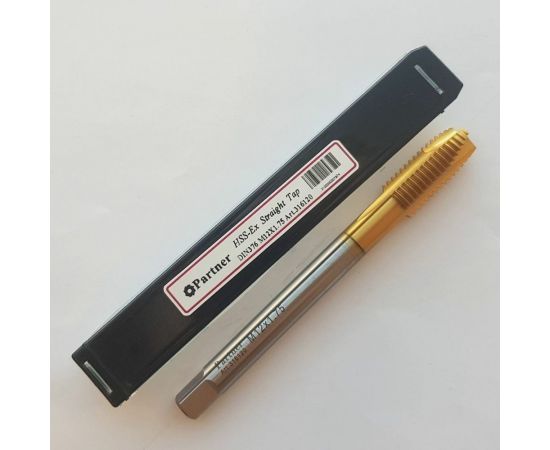 Метчик Partner M12х1.75 HSSE, DIN376, прямая канавка со спиральной подточкой, Н6, TiN 316120 – изображение 2