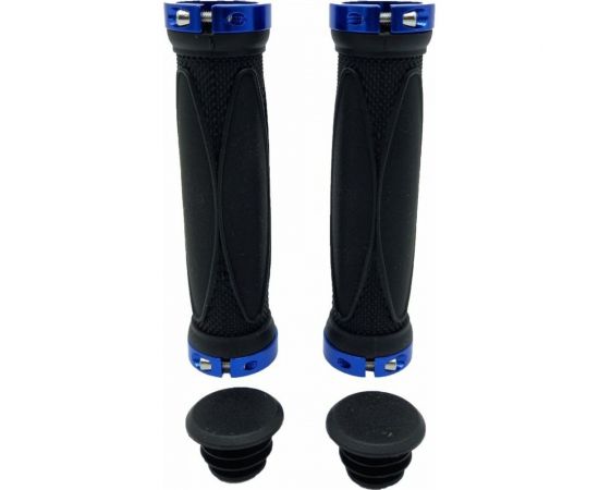 Грипсы JOY KIE MTB HL-G202, 130 мм, с 2 грипстопами, под шестигранник, черный/синий H000008028 – изображение 2