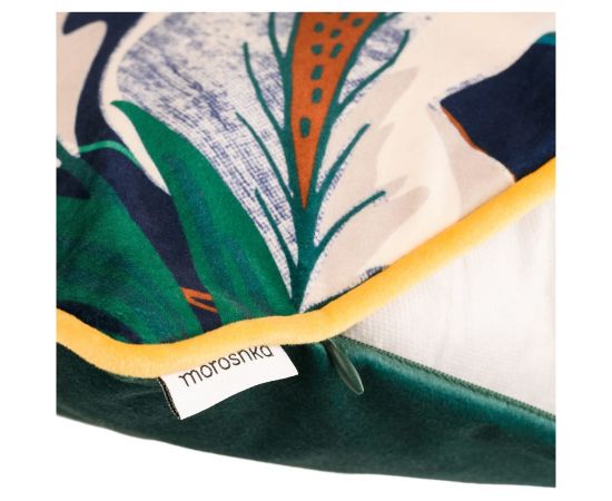 Декоративная подушка Moroshka Shangri La 40x40 см, на потайной молнии, цвет зеленый, желтый D02-49 – изображение 3