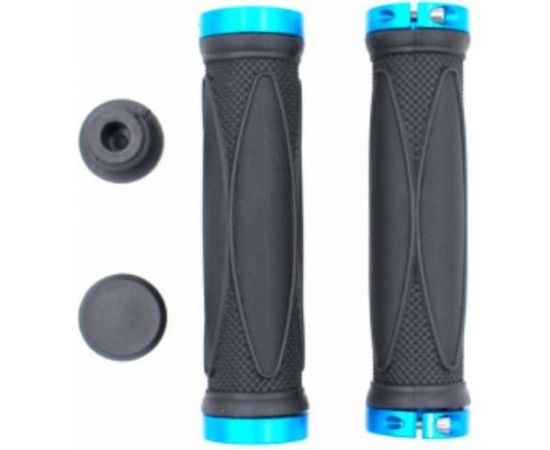 Грипсы JOY KIE MTB HL-G202, 130 мм, с 2 грипстопами, под шестигранник, черный/синий H000008028 – изображение 3