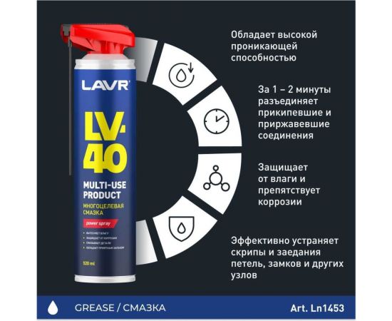 Многоцелевая смазка LAVR LV-40, 520 мл Ln1453 – изображение 4