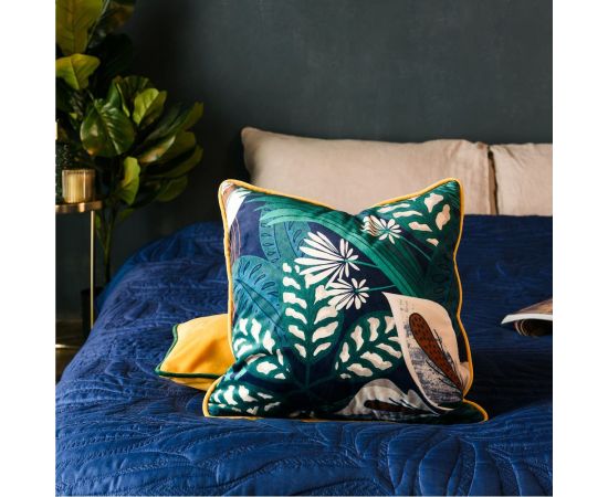 Декоративная подушка Moroshka Shangri La 40x40 см, на потайной молнии, цвет зеленый, желтый D02-49 – изображение 4