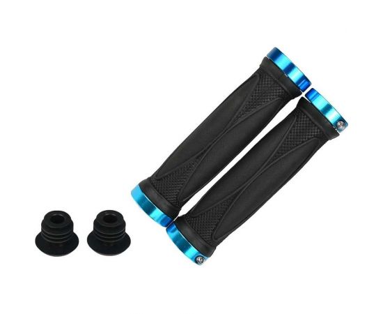 Грипсы JOY KIE MTB HL-G202, 130 мм, с 2 грипстопами, под шестигранник, черный/синий H000008028 – изображение 4