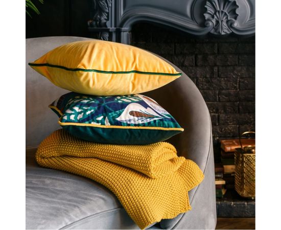 Декоративная подушка Moroshka Shangri La 40x40 см, на потайной молнии, цвет зеленый, желтый D02-49 – изображение 5