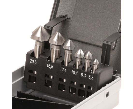 Набор зенковок 90° (6 шт; 6.3, 8.3, 10.4, 12.4, 16.5, 20.5; HSS) Bucovice Tools 741806 – изображение 7