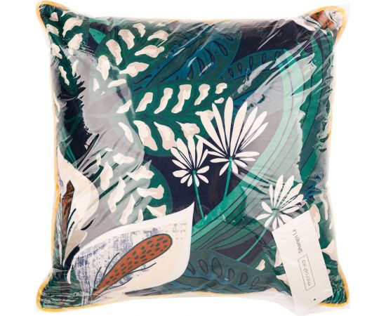 Декоративная подушка Moroshka Shangri La 40x40 см, на потайной молнии, цвет зеленый, желтый D02-49 – изображение 7