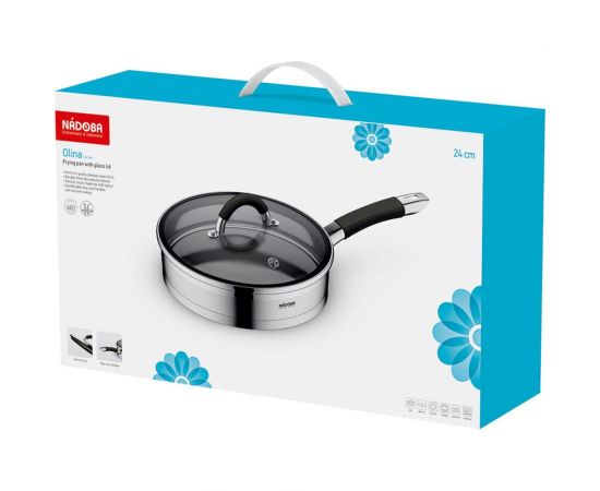 Сковорода NADOBA со стеклянной крышкой, 24 см, серия OLINA 726416 – изображение 8
