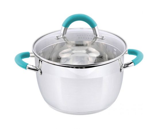 Кастрюля Mallony BRAVO объем 2.9 л из нержавеющей стали с крышкой из жаропрочного стекла размер 18x115 см 005429 